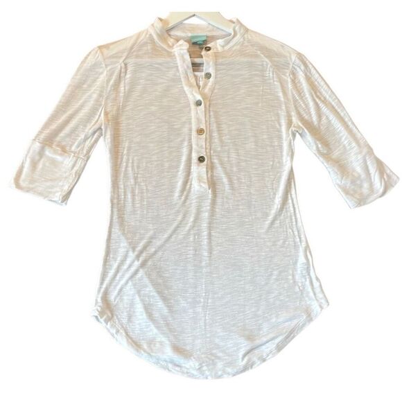 Melissa Odabash white Henley blouse size small - Picture 1 of 9